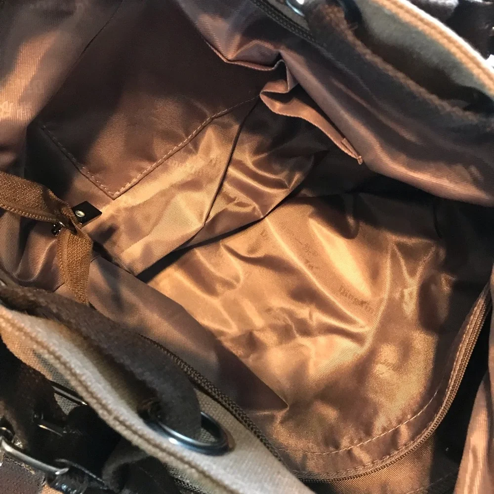 Ding Xin Yizu Brown Canvas Hobo/Satchel. NWOT.